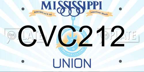 CVC212 Mississippi License Plate