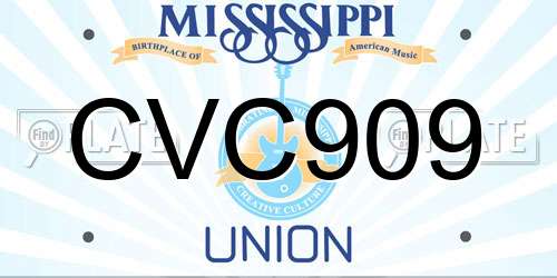 CVC909 Mississippi License Plate