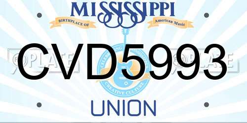 CVD5993 Mississippi License Plate
