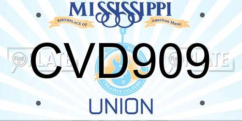 CVD909 Mississippi License Plate