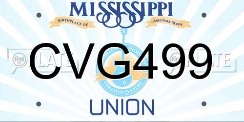 CVG499 Mississippi License Plate