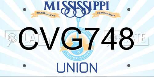 CVG748 Mississippi License Plate