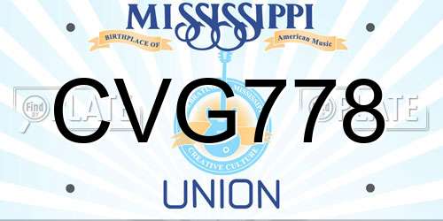 CVG778 Mississippi License Plate
