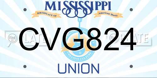 CVG824 Mississippi License Plate