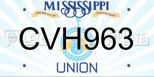 CVH963 Mississippi License Plate