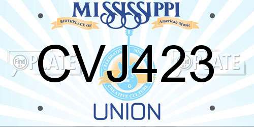 CVJ423 Mississippi License Plate