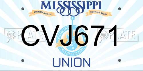 CVJ671 Mississippi License Plate
