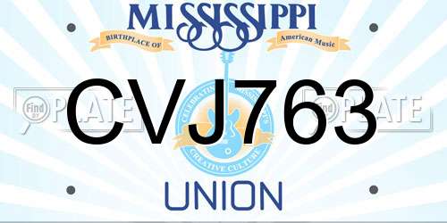 CVJ763 Mississippi License Plate