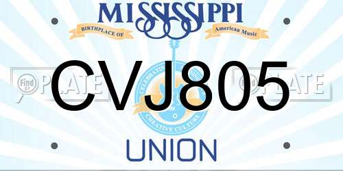 CVJ805 Mississippi License Plate