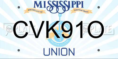 CVK91O Mississippi License Plate