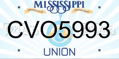 CVO5993 Mississippi License Plate