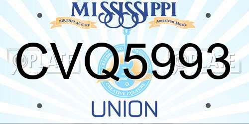 CVQ5993 Mississippi License Plate