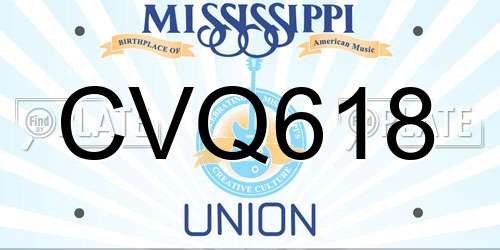 CVQ618 Mississippi License Plate