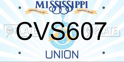 CVS607 Mississippi License Plate