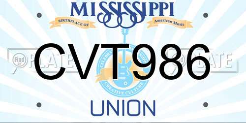 CVT986 Mississippi License Plate