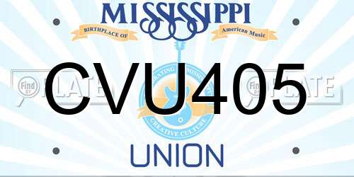 CVU405 Mississippi License Plate
