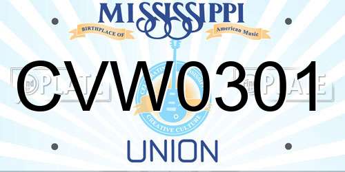 CVW0301 Mississippi License Plate