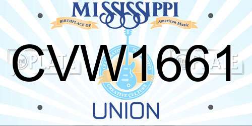 CVW1661 Mississippi License Plate