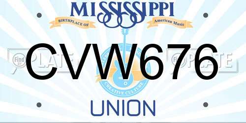 CVW676 Mississippi License Plate