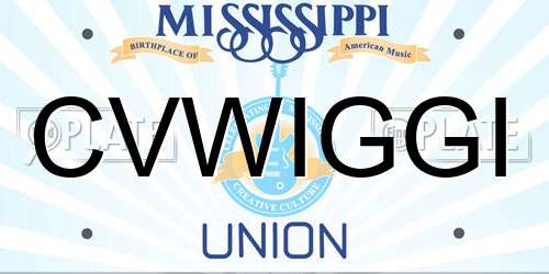 CVWIGGI Mississippi License Plate