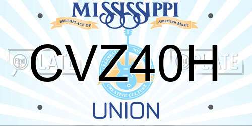 CVZ40H Mississippi License Plate