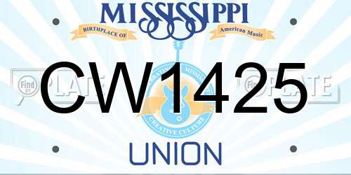 CW1425 Mississippi License Plate
