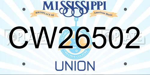 CW26502 Mississippi License Plate