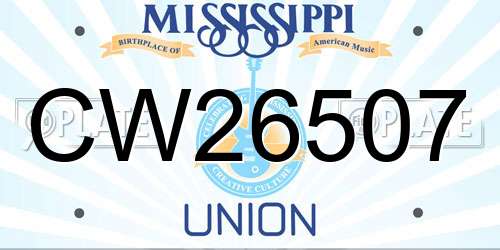CW26507 Mississippi License Plate