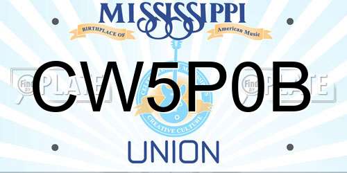 CW5P0B Mississippi License Plate