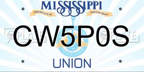 CW5P0S Mississippi License Plate