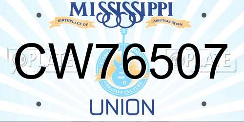 CW76507 Mississippi License Plate