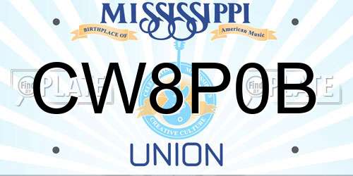 CW8P0B Mississippi License Plate