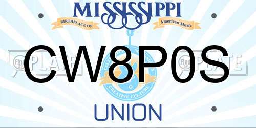 CW8P0S Mississippi License Plate