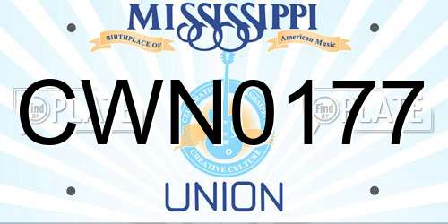 CWN0177 Mississippi License Plate