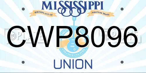 CWP8096 Mississippi License Plate