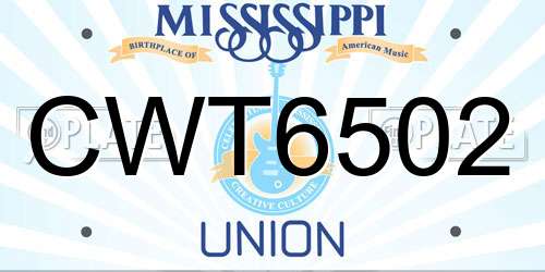 CWT6502 Mississippi License Plate