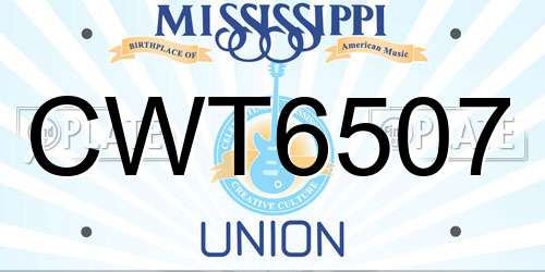 CWT6507 Mississippi License Plate