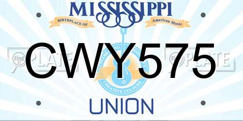 CWY575 Mississippi License Plate