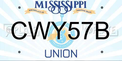 CWY57B Mississippi License Plate