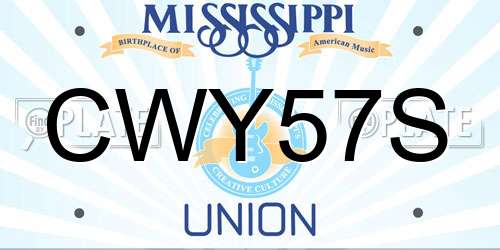 CWY57S Mississippi License Plate