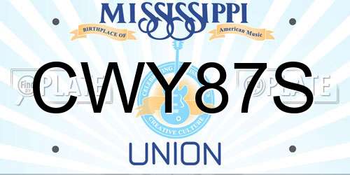 CWY87S Mississippi License Plate