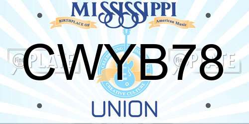 CWYB78 Mississippi License Plate