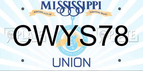 CWYS78 Mississippi License Plate