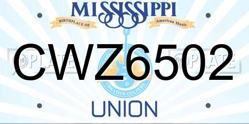 CWZ6502 Mississippi License Plate