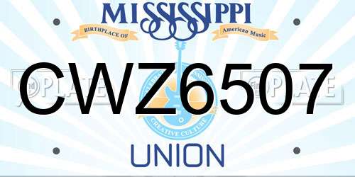 CWZ6507 Mississippi License Plate