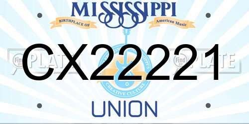 CX22221 Mississippi License Plate