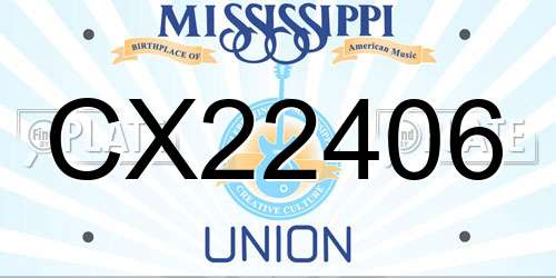 CX22406 Mississippi License Plate