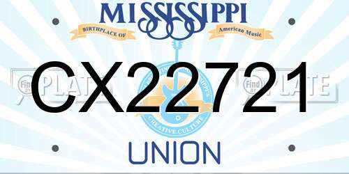 CX22721 Mississippi License Plate