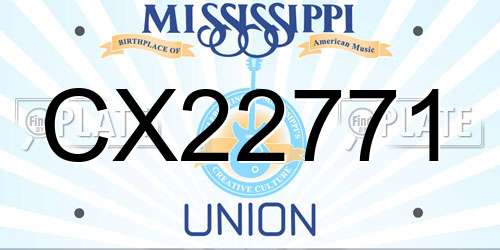 CX22771 Mississippi License Plate