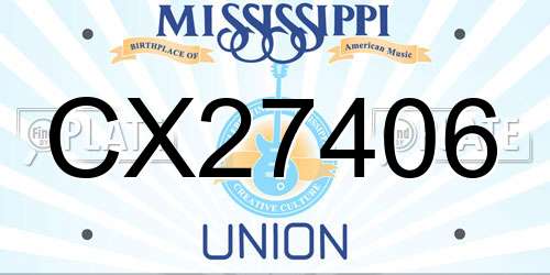 CX27406 Mississippi License Plate